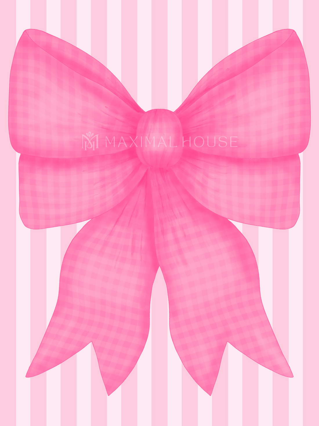 Pink Gingham Bow - Digital Download