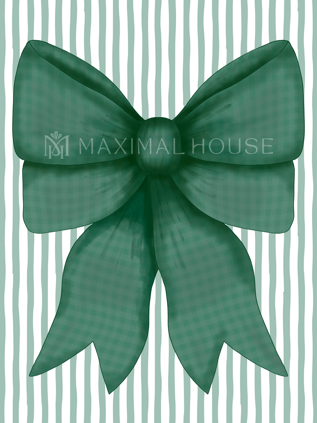 Green Gingham Bow - Digital Download