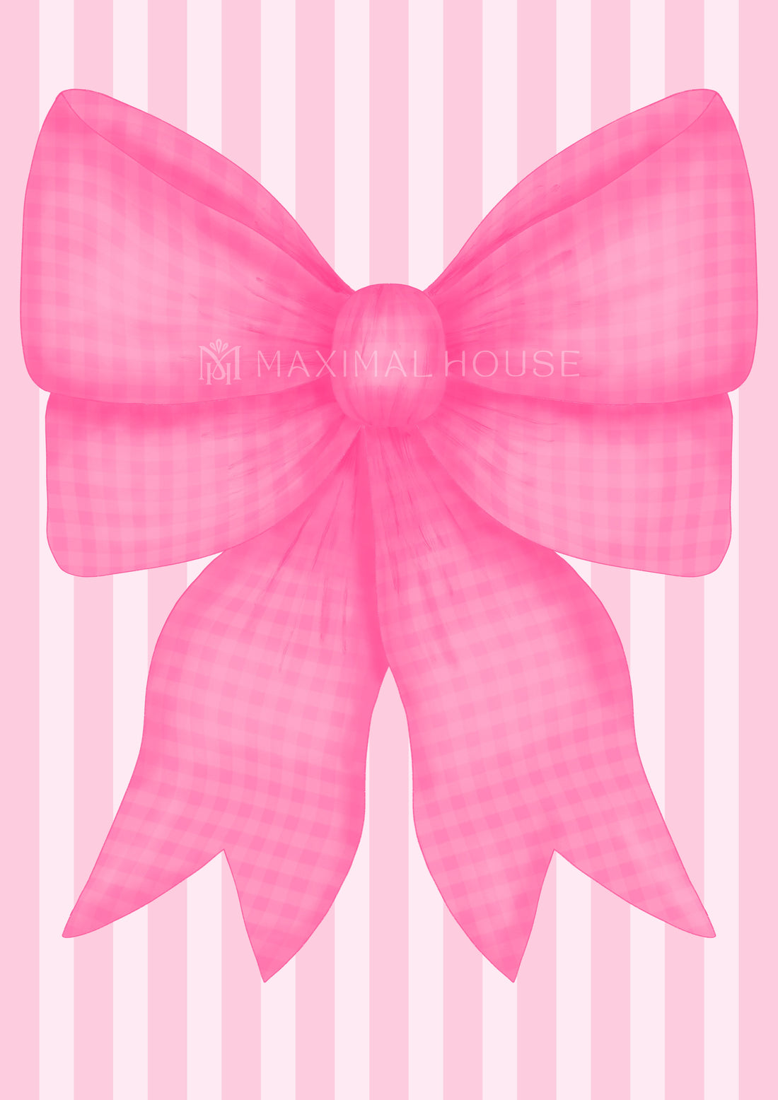 Pink Gingham Bow - Digital Download